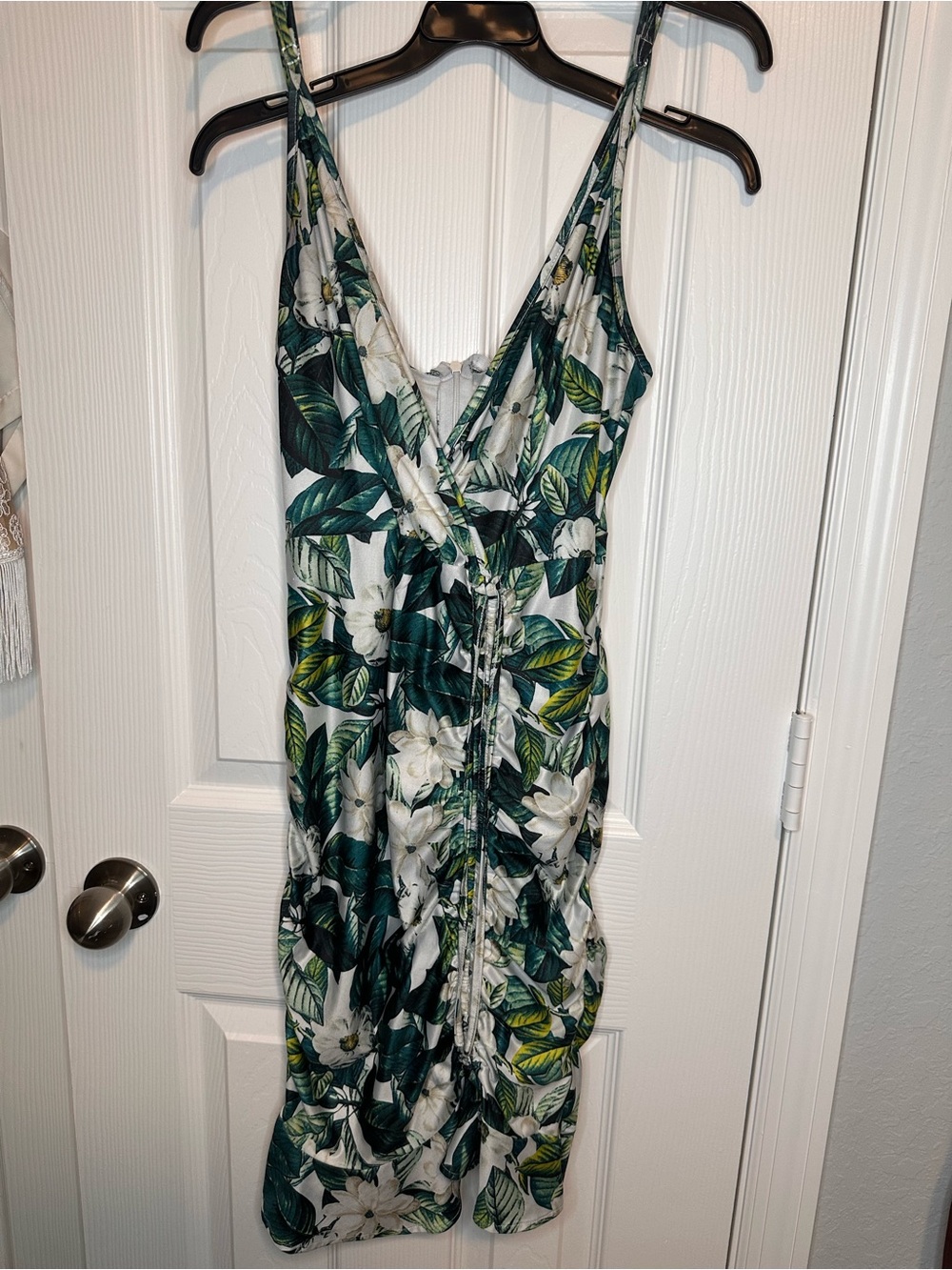 Floral V-Neck Green & White Summer Dress
